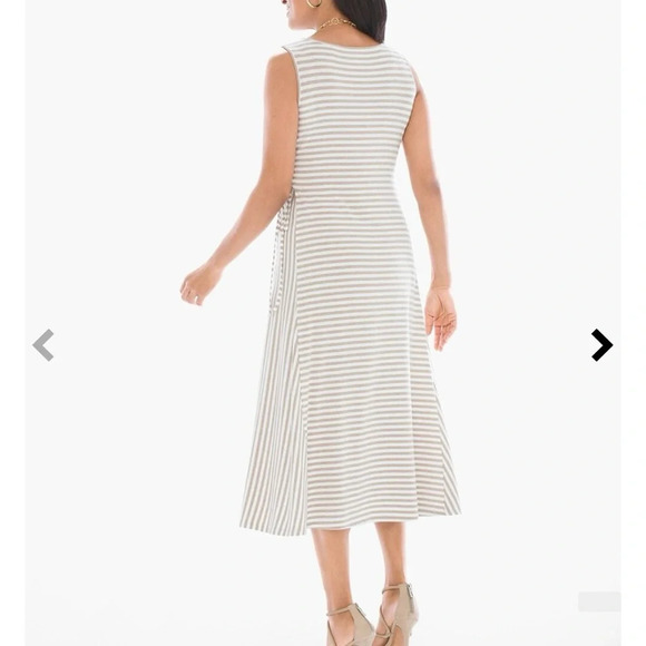 Chico’s Striped Side Lacing Tee Midi Dress US L (Chico’s 2) - Picture 2 of 16